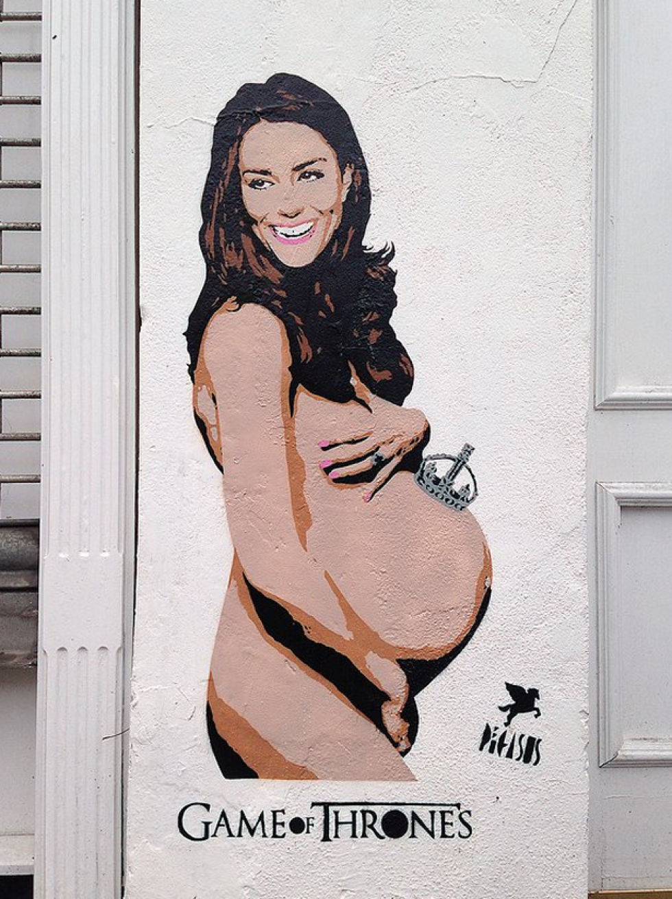 Kate Middleton aparece desnuda y embarazada en un graffiti